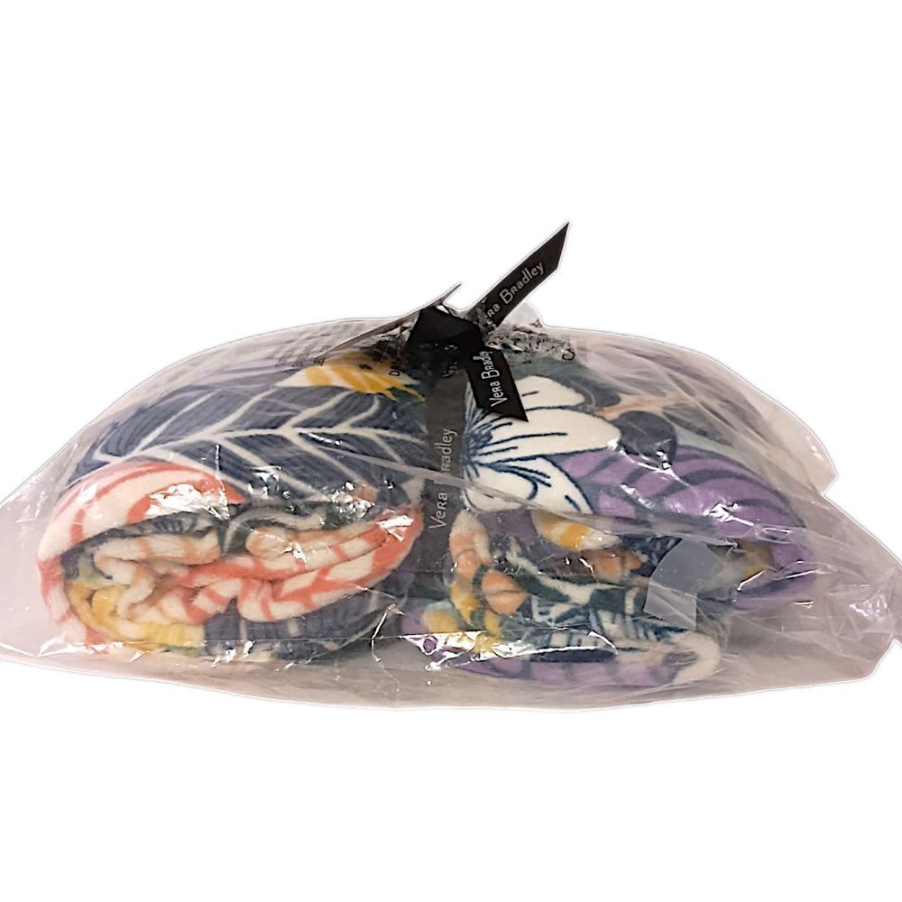 Vera Bradley Fleece Throw Blanket Palm Floral 80x50 NEW Mod Flowers Tropical - Picture 11 of 12